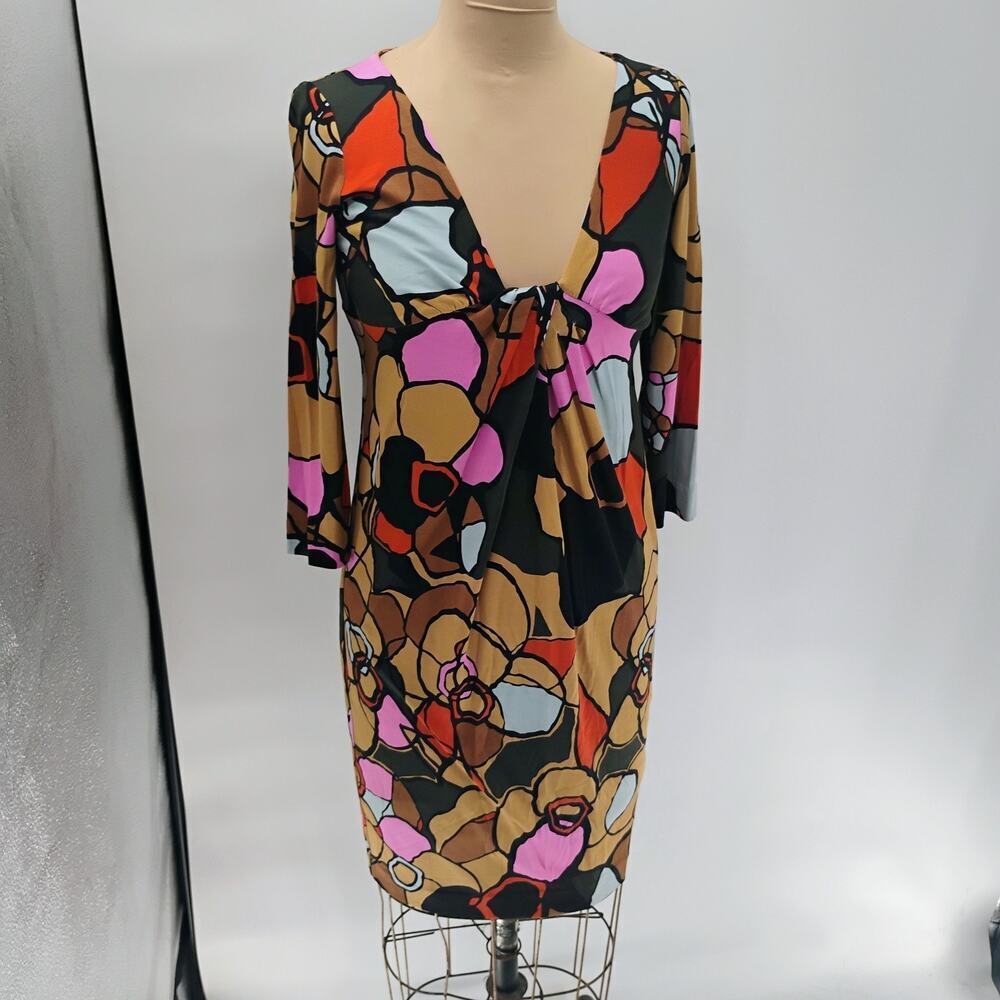 Diane von Furstenberg 100% Silk Jersey Multi Dress Sz 2 - Picture 3 of 16